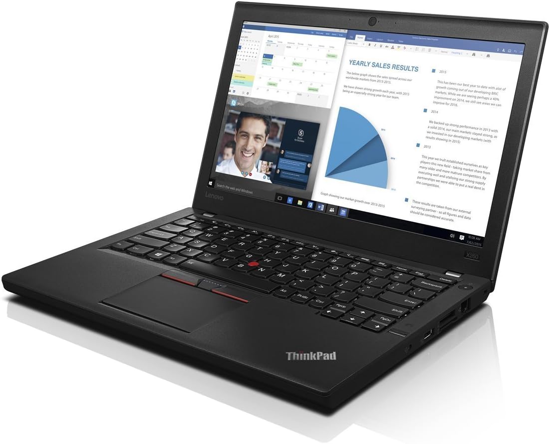 Lenovo ThinkPad X260 6th Gen 12.5 Inch Laptop, Intel Core i5 6300U up to 3.0GHz, 8GB DDR4 RAM 256GB SSD, WiFi - Renewed