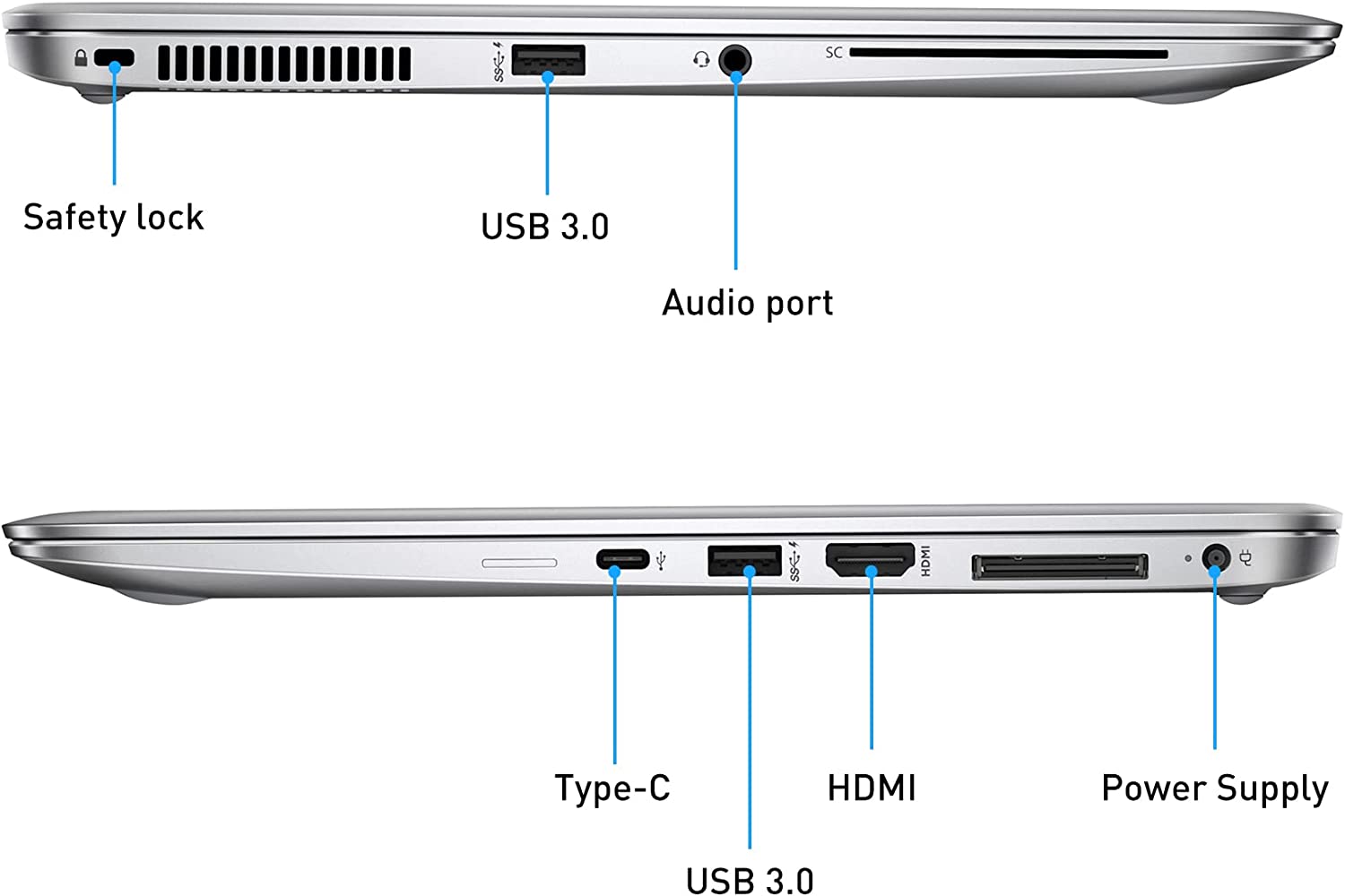 HP Elitebook Folio 1040, G3 Intel core i5, 6th Gen , 8GB Ram , 256GB SSD Eng Keyboard, Silver/Black (Renewed)