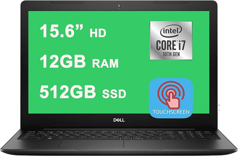 Dell Inspiron 15 3000 (3593) Laptop Computer - I7-10TH GEN - 15.6 inch HD Anti-Glare Touchscreen - 16GB RAM - 512GB PCIe M.2 NVMe SSD (Renewed)