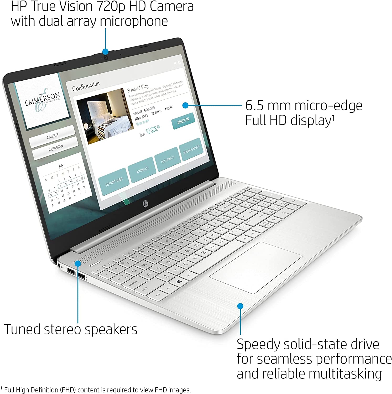 HP 15-EF2126 AMD Ryzen™ 5 5500U, 512GB SSD , 16GB Ram ,15.6" Inches (1920x1080), Win10 Spruce Blue FP Reader