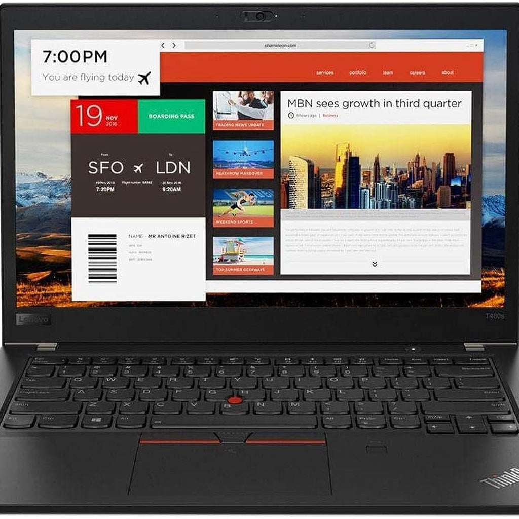 Lenovo ThinkPad T480S Business Laptop: Core i7-8550U, 8GB RAM, 256GB SSD, 14inch Full HD Display, Backlit Keyboard, Windows 10