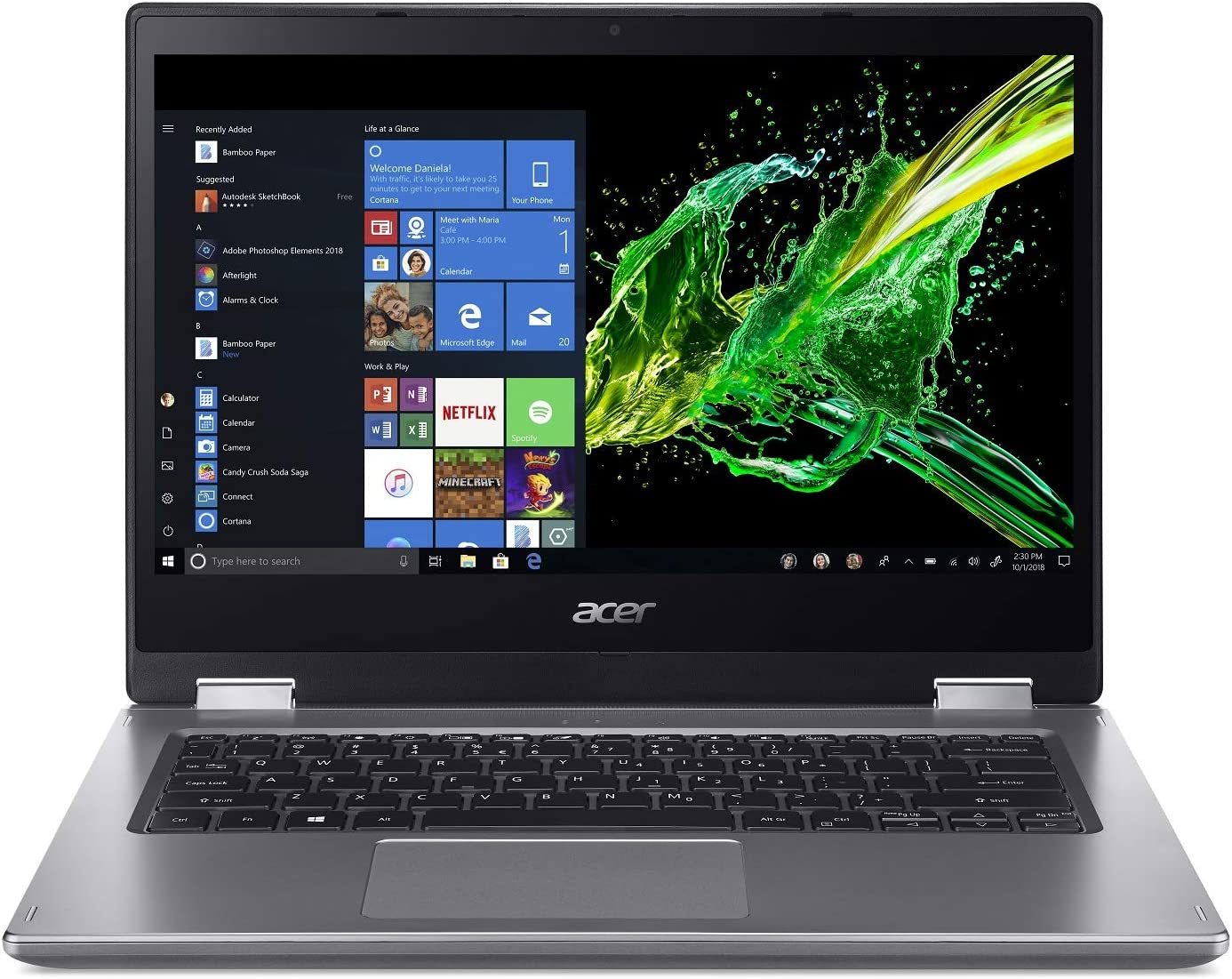 Acer Spin 3, SP314 Intel Core i3 8th gen 2.20Ghz ,4GB Ram ,256GB SSD, Windows 10 ,Eng KB, Gray (Renewed)