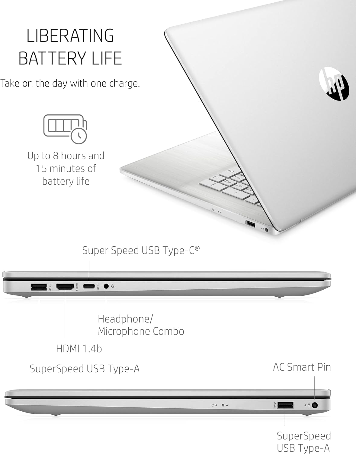 HP 17-ca1007ca FHD Laptop, 11th Generation Intel Core i5-1135G7, 16 GB RAM, 512GB SSD, Windows 10 Home Free Upgrade to Windows 11 (Natural Silver)