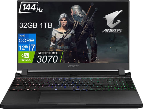 GIGABYTE AORUS 5 SE4 15.6" FHD 144Hz (Intel 12th Gen i7-12700H, 16GB RAM, 1TB SSD, GeForce RTX 3070 8GB) (Renewed) used laptop