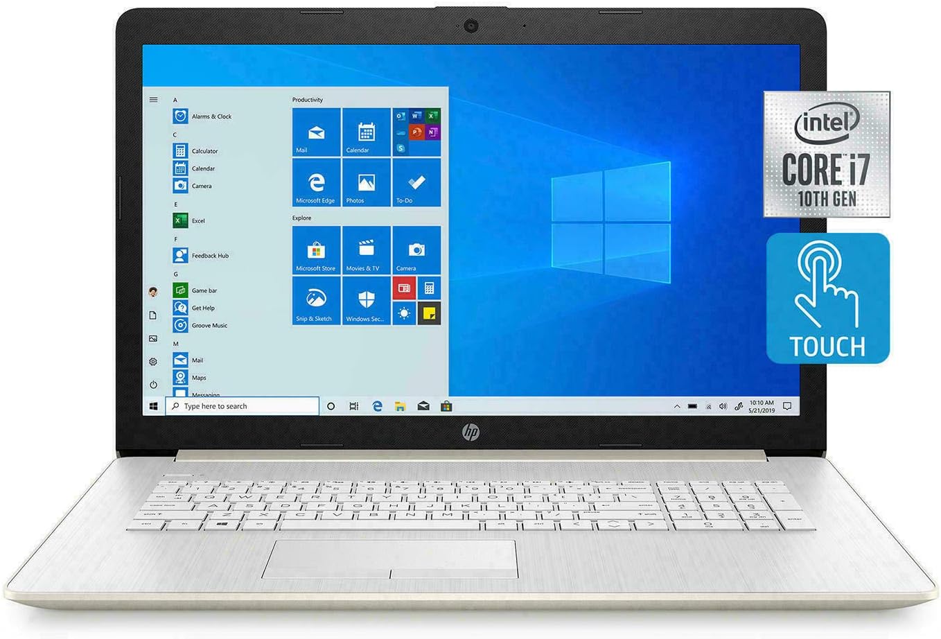 HP 17t Cg series Laptop Computer PC, 17.3" HD+ SVA WLED Touchscreen Display, 10th Gen Intel Quad-Core i7-10510U up to 4.9GHz, 16GB DDR4 RAM 512 GB SSD