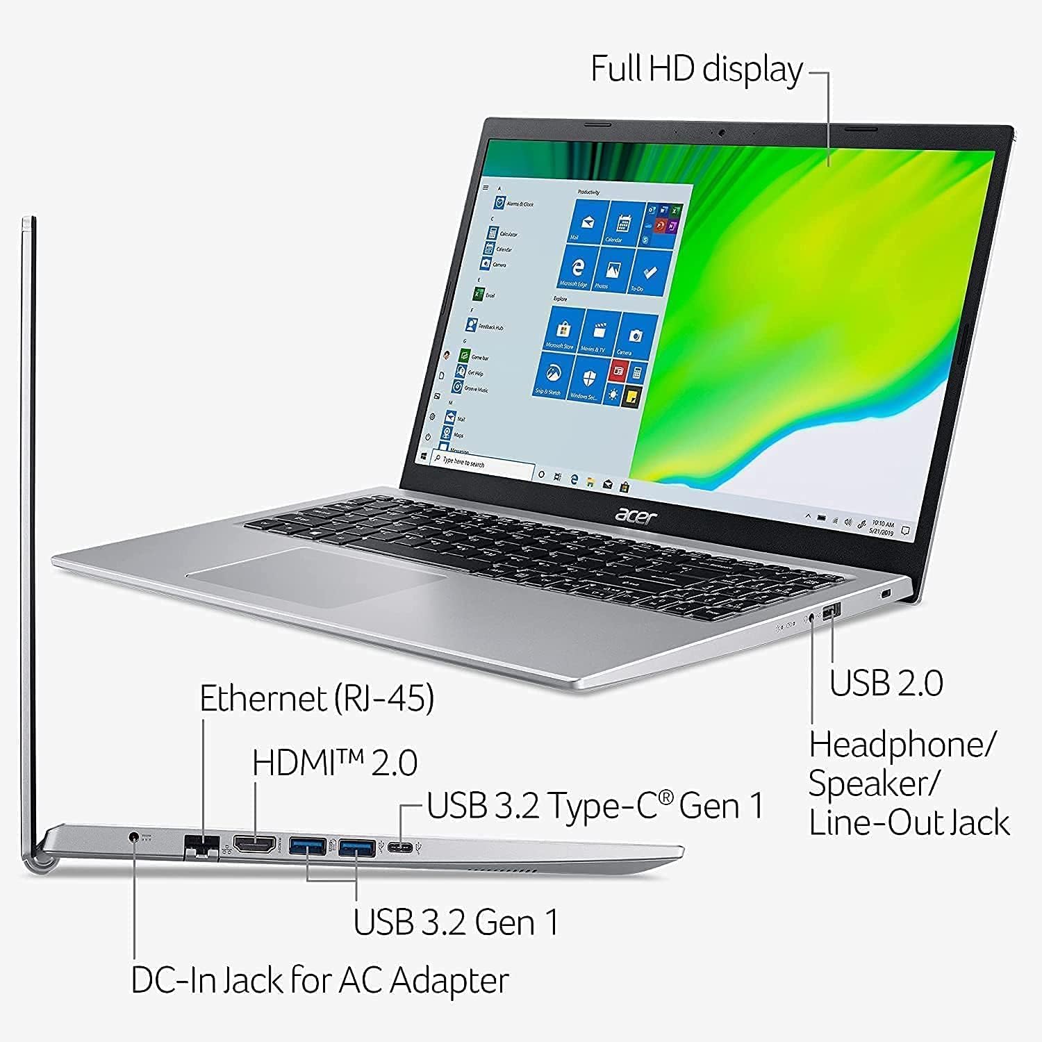 Camera Acer Webcam Windows 10 Acer Aspire FHD Laptop Newest, Intel