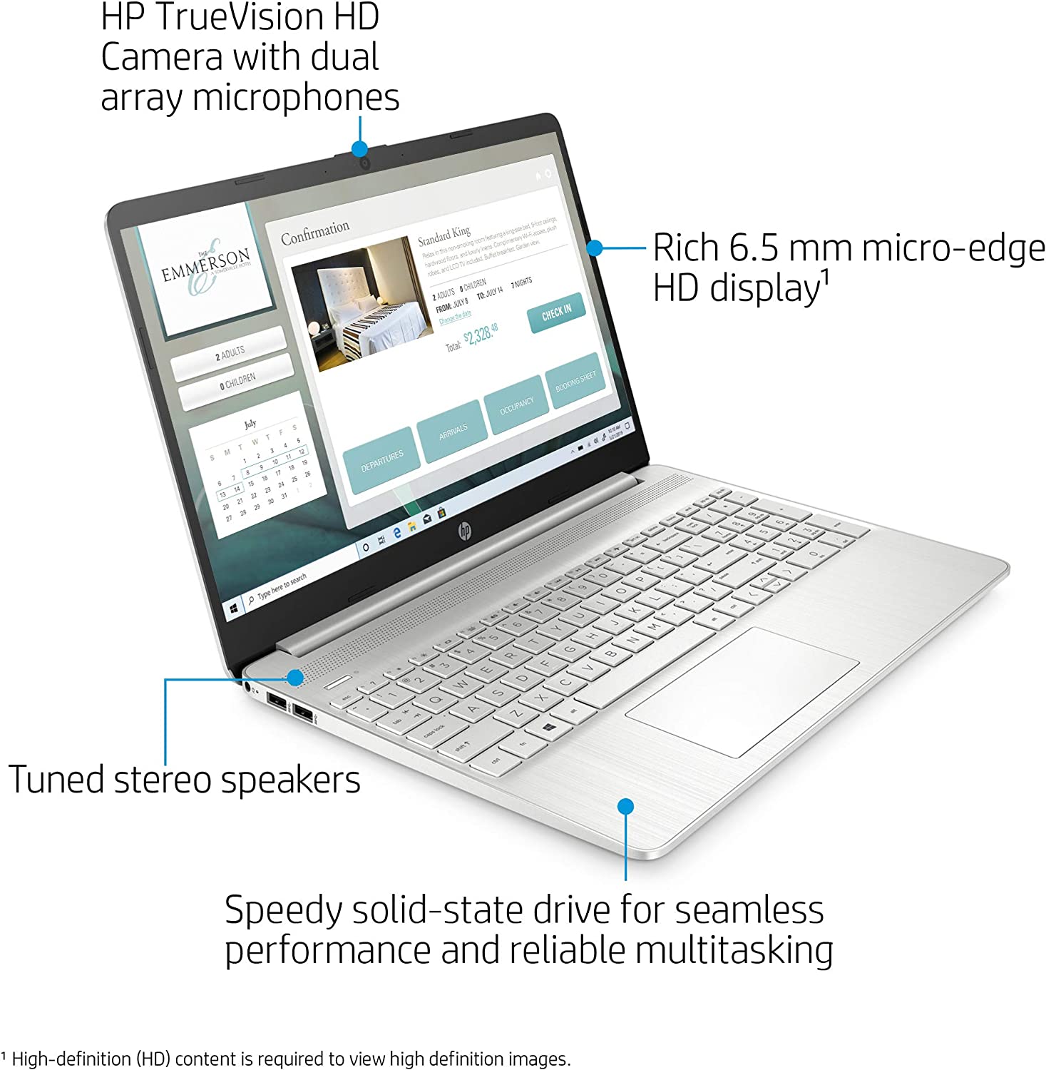 HP 15-DB1200NY Laptop With 15.6-Inch Display, AMD Ryzen 7-3700U Processor/DOS/8GB RAM/256 GB SSD/AMD Radeon RX Vega 10 Graphics Eng KB (Renewed)