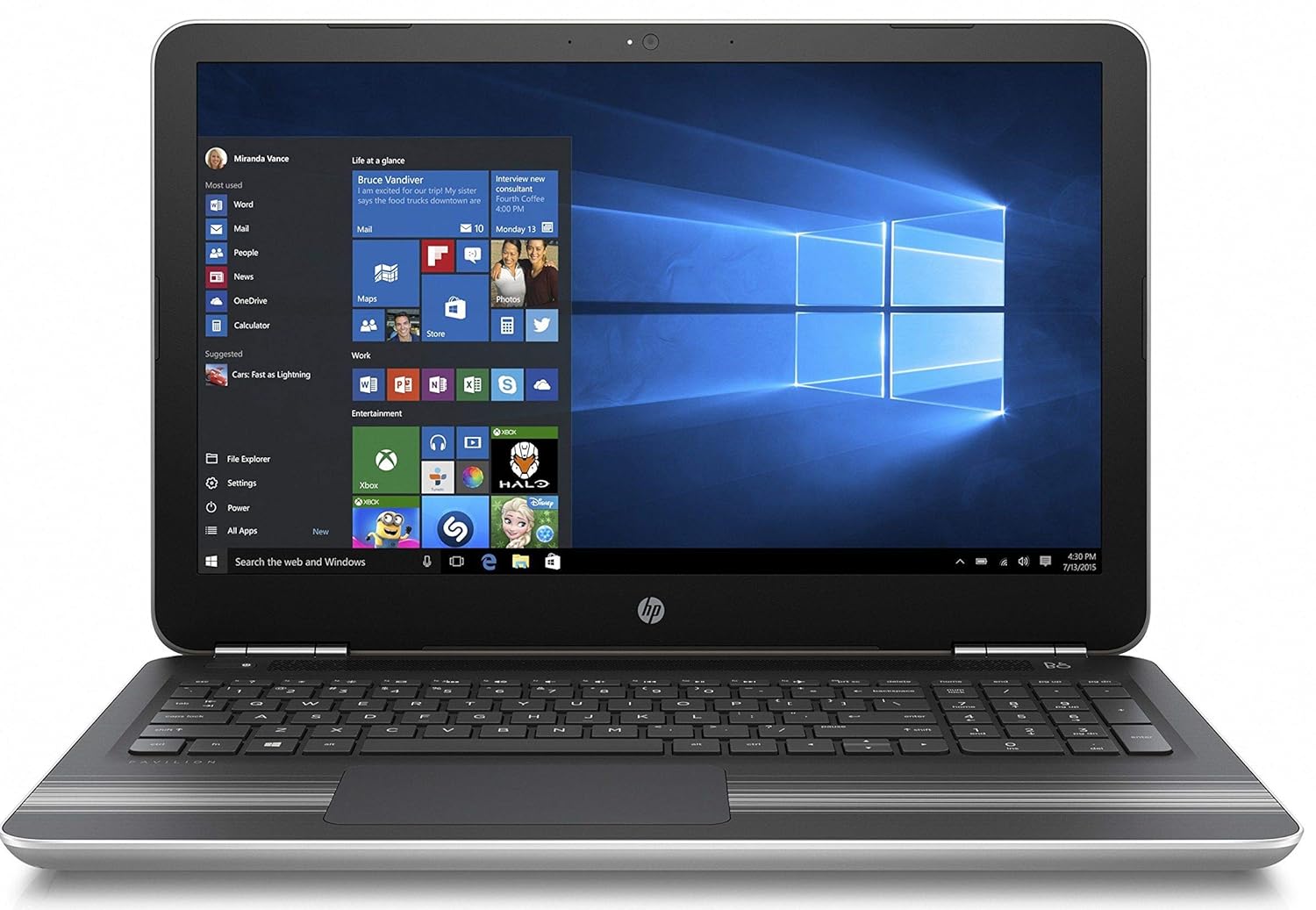 HP Pavilion 15-au620TX 15.6-inch Laptop (Core i5-7200U/8GB Ram/256GB SSD/Windows 10 Home with MS Office/2GB Graphics), Natural Silver (Renewed)