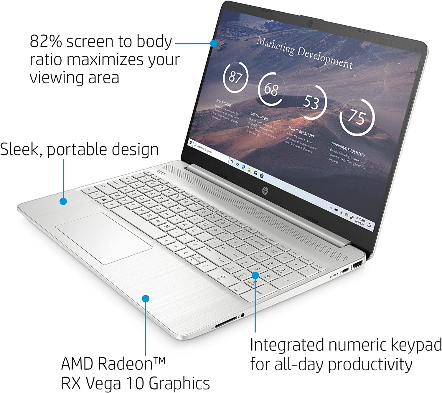 HP 15-DB1200NY Laptop With 15.6-Inch Display, AMD Ryzen 7-3700U Processor/DOS/8GB RAM/256 GB SSD/AMD Radeon RX Vega 10 Graphics Eng KB (Renewed)