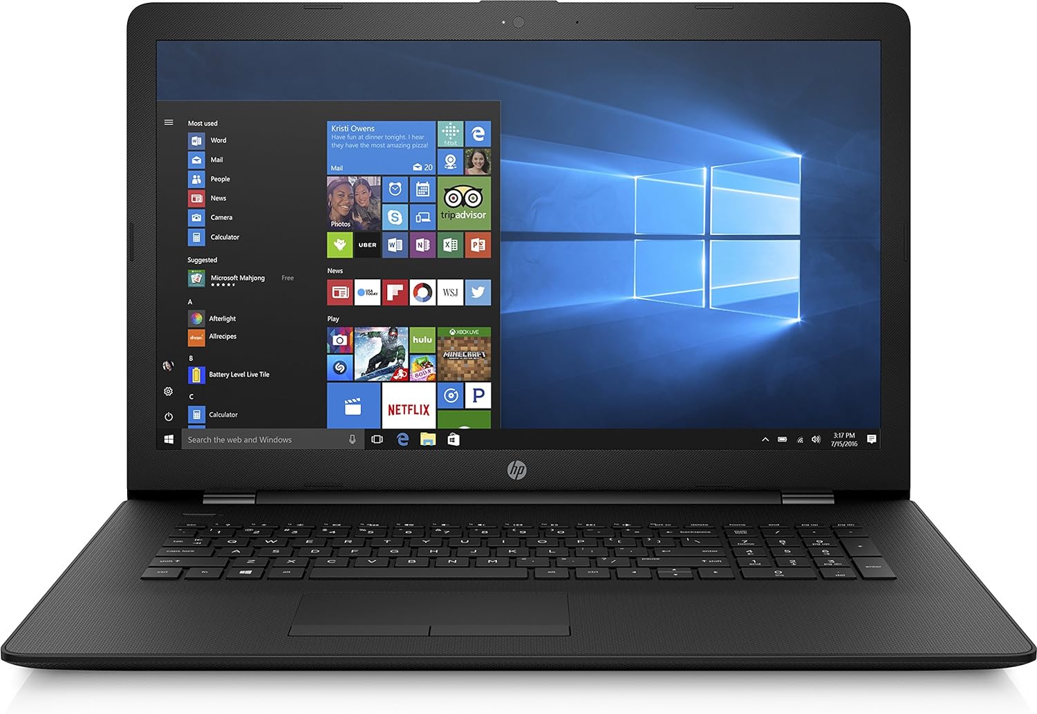 HP 17 Bs011Dx 17.3" HD Display Intel Core i5-7200U ,8Gb RAM, 256 SSD  Black 17-3 inches